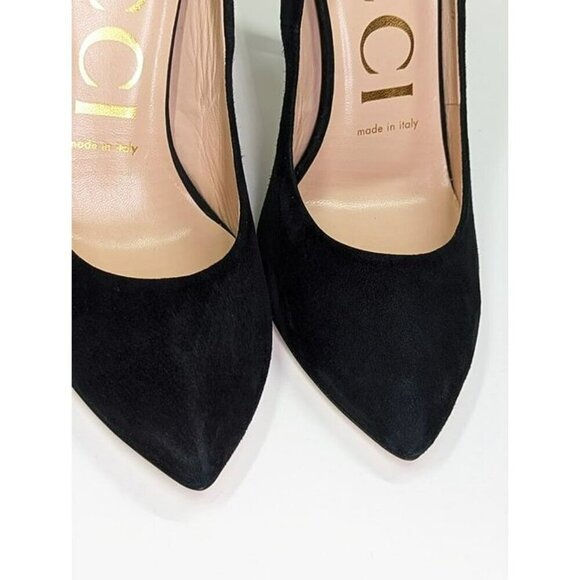 Gucci Women's Black Suede Point Toe Stiletto Heel Pump Size 36.5 (MSRP $720) - Picture 6 of 12